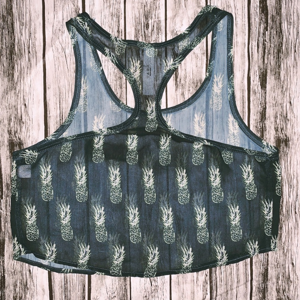 Pinapple Sheer Blue and yellow Belly Shirt